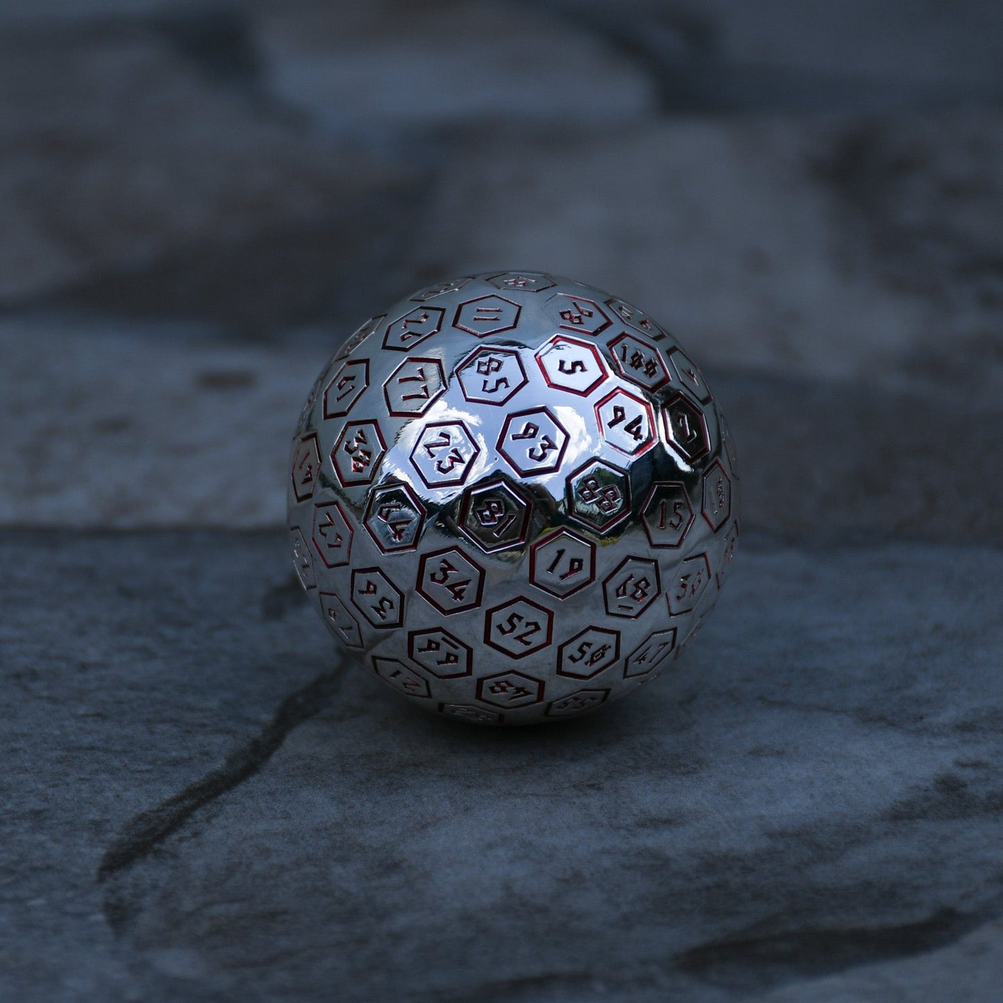 The Orb D100 - Crimson and Silver Metal Die