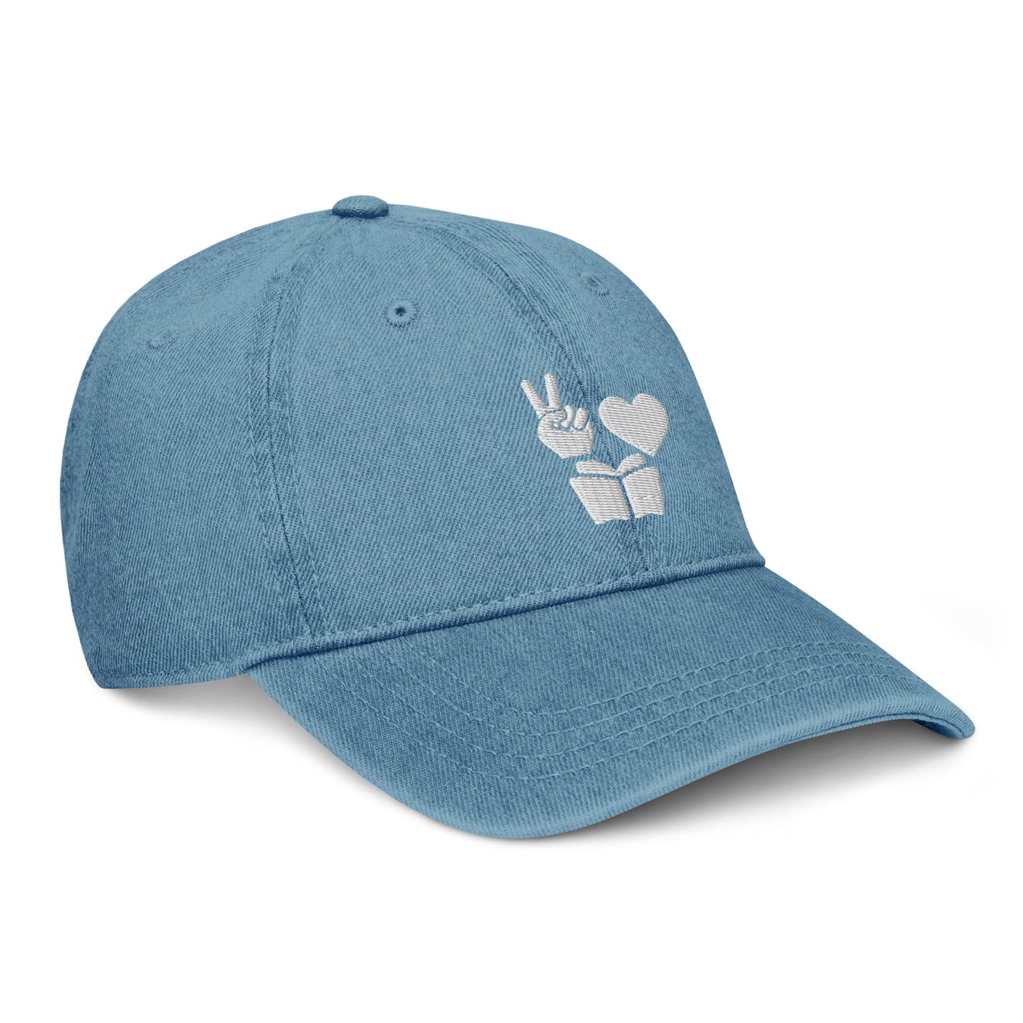 Peace, Love, Books Denim Baseball Hat