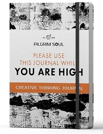 The Original Creative Thinking Journal: Please Use the Journal While High - A guided Journal with 50 fun, creative challenges designed to increase your creativity. cover image