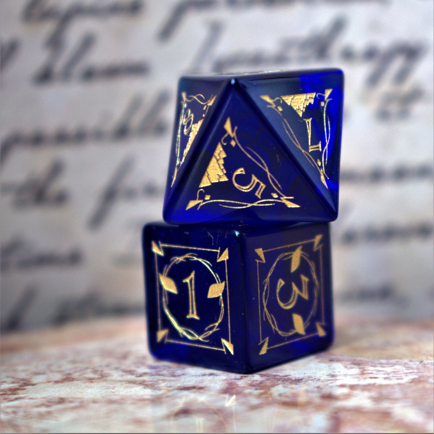 Fangs of Winter Blue Glass Dice Set