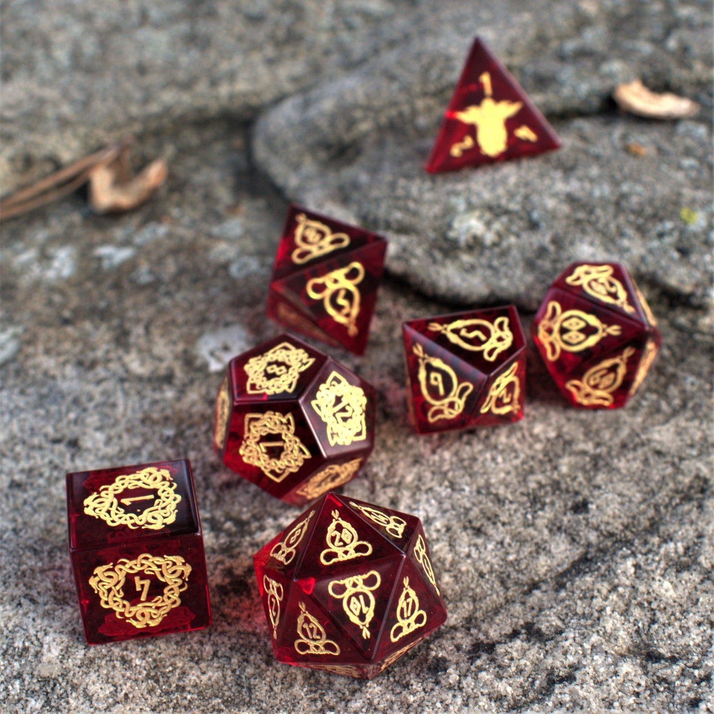 Serpent of Midgard Red Glass Dice Set