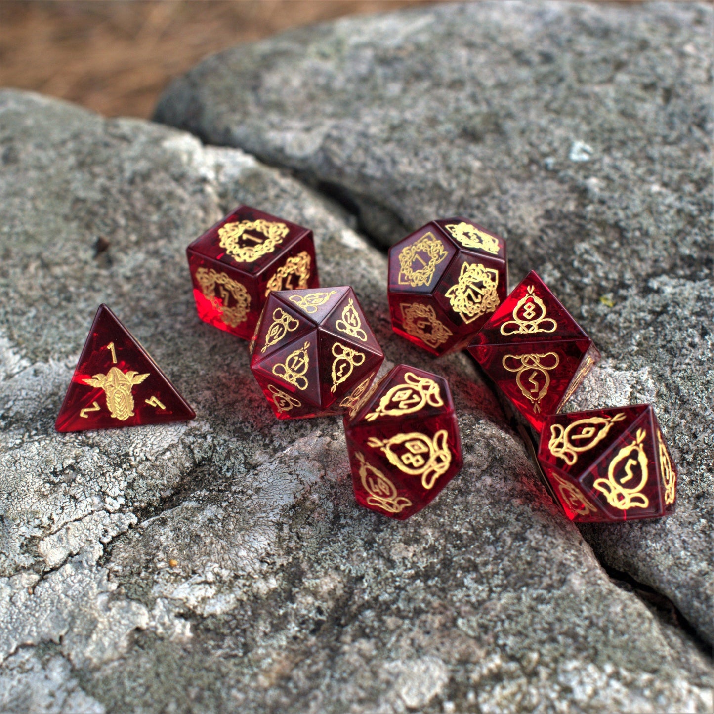 Serpent of Midgard Red Glass Dice Set