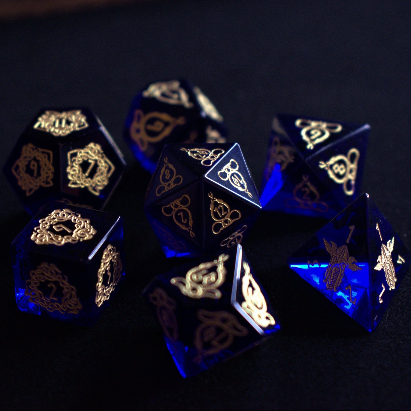 Serpent of Midgard Blue Glass Dice Set