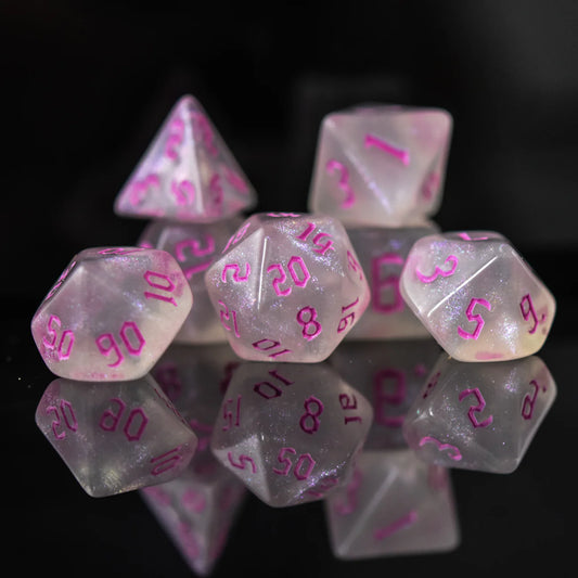 Unicorn Tears Pink Acrylic Dice Set