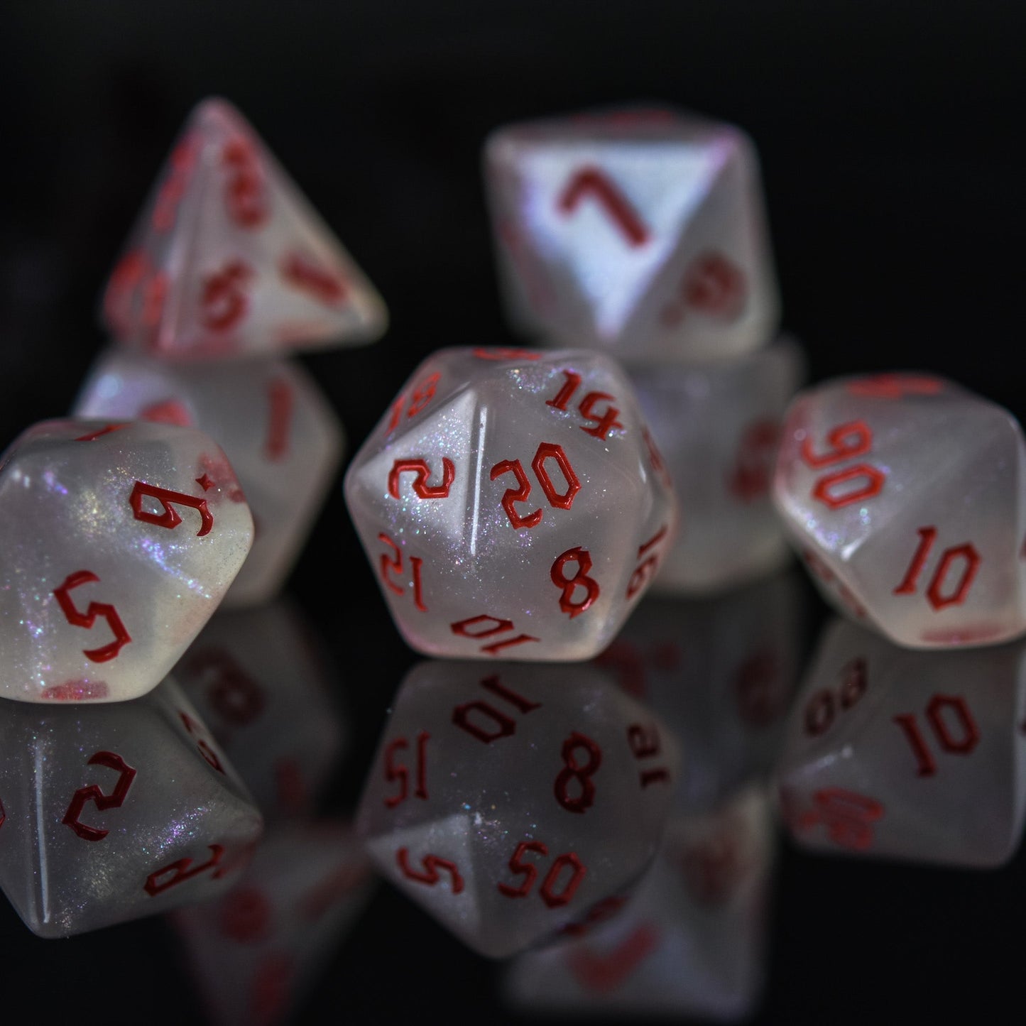 Unicorn Tears (Red) Acrylic Dice Set