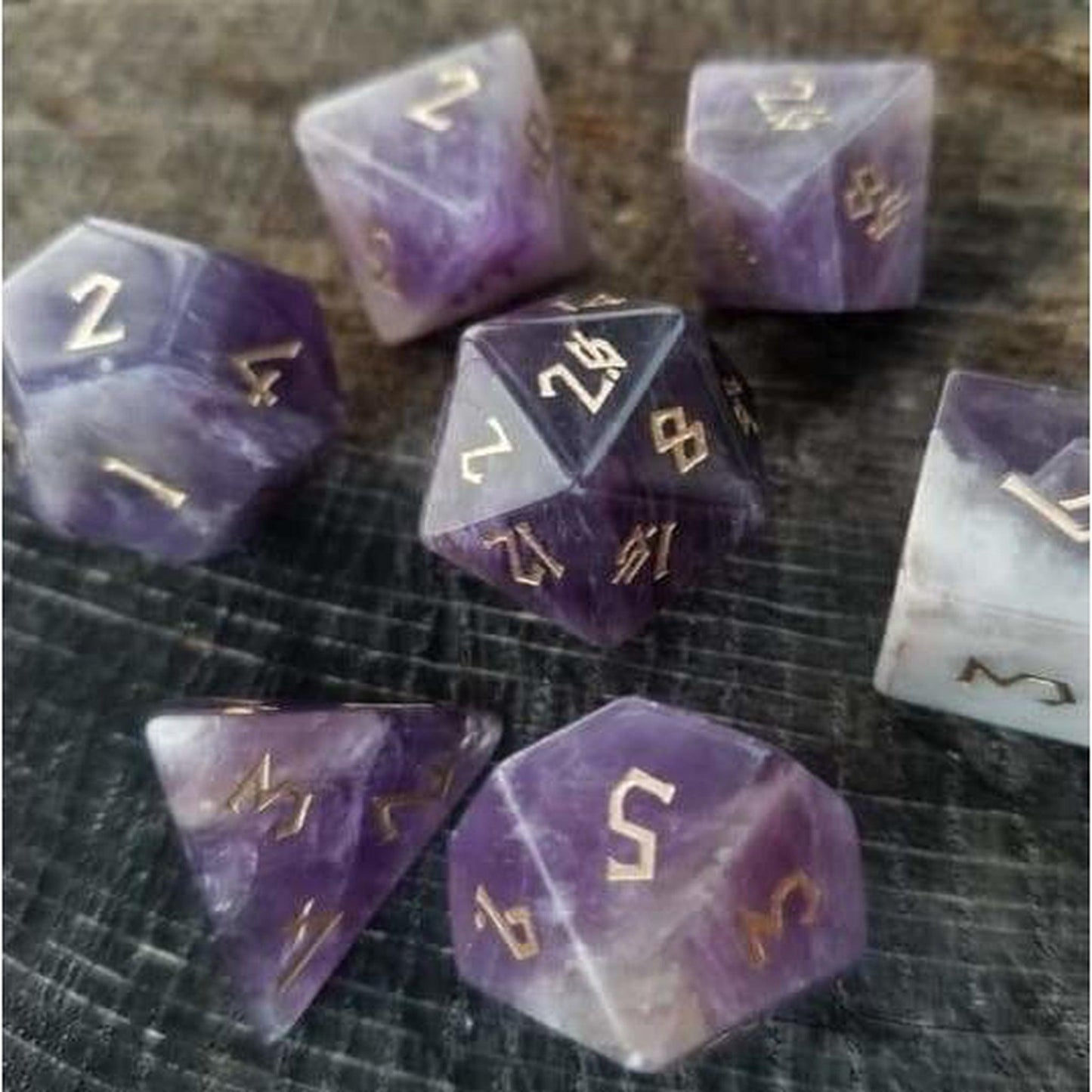 Amethyst Stone Dice Set