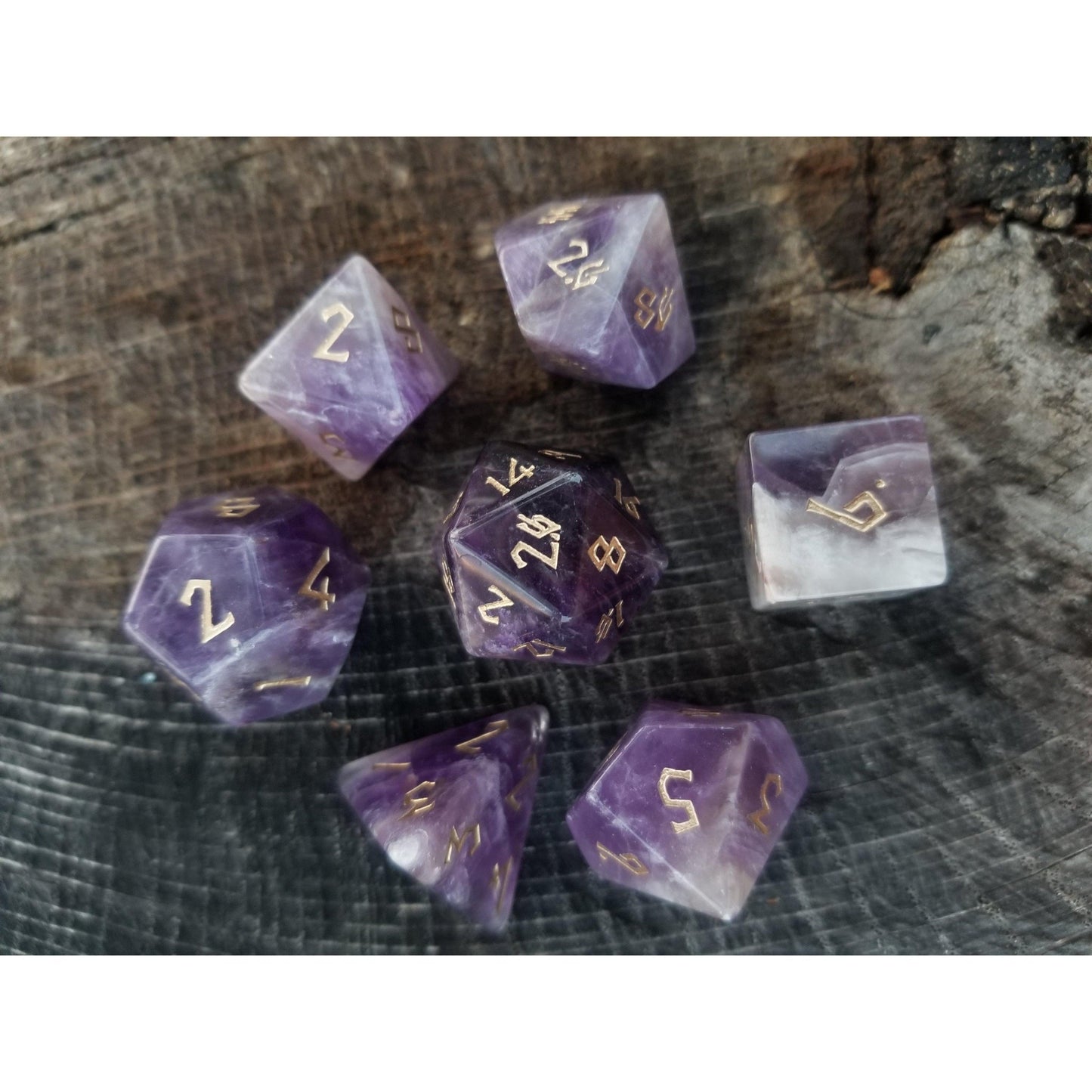 Amethyst Stone Dice Set